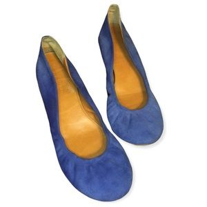 Blue Suede Ballet Flats